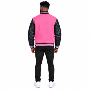 Chaqueta Varsity Personalizada para Hombre, Chaqueta Bomber Letterman con Mangas de Cuero, Cierre de Cremallera, Corte Regular, Logotipo de Equipo o Escuela - Product Image 5