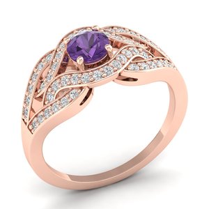 Bagues de fiançailles REYES en or massif 14 carats avec améthyste et moissanite pour femmes, nouveau design, bijoux fins, best-seller - Product Image 2