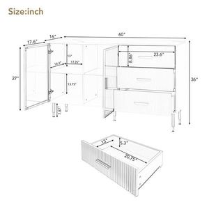 Credenza Moderna Giallo Ambra con Gambe in Metallo Dorato, Mobile Buffet in MDF, Piano in Marmo Adesivo, Ante in Vetro Temperato per Soggiorno - Product Image 3
