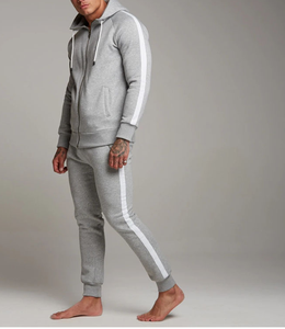 Survêtement à capuche pour homme, manches longues, fermeture éclair sur le devant, vêtements de sport décontractés, coton respirant, tenue d'automne, couleur unie, coupe classique - Product Image 5
