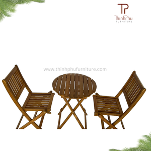 Bistro Lisa Furniture European Style Vietnam Outdoor Wooden Furniture <b>Foldable</b> Bistro Set Sustainable Outdoor Decor - Product Image 1