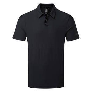 Polo de Manga Corta Azul Oscuro para Hombre, Corte Regular, Color Sólido, Tejido Jersey de Secado Rápido, Estilo Casual - Product Image 3