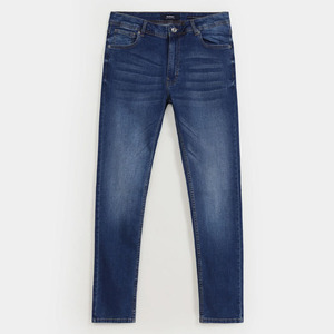 Jean en denim pour homme coupe classique, délavage clair, avec un look vintage, fermeture à boutons robuste et jambe droite confortable. - Product Image 2
