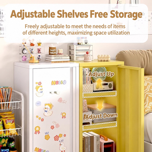 Single-Door <b>Storage</b> Cabinet with Adjustable Shelves Flexible Organization Compact <b>Bedside</b> Organizer for Bedroom Kids Room - Product Image 4