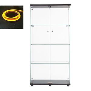 Vetrina Espositiva Nera a Due Ante con 4 Ripiani e Striscia LED - Product Image 1