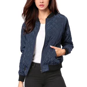 <b>Women</b> Bomber <b>Jacket</b> Wholesale <b>Lightweight</b> Nylon Zip Up Ribbed Cuff Casual Outerwear Relaxed Fit Fashion <b>Jacket</b> Daily - Product Image 1