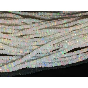 Collier de perles d'opale naturelle éthiopienne Welo, opale blanche facettée, prix de gros pour la fabrication de bijoux - Product Image 4