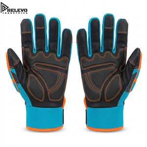 Gants de travail, bleu sarcelle, orange et noir, résistants aux chocs, équipement de sécurité, protection des mains pour mécaniciens, entrepôt et travaux généraux - Product Image 3