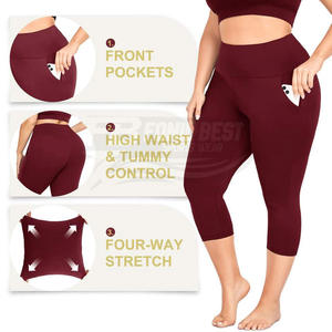 Leggings longs décontractés pour femme grande taille, imprimés sur mesure, unis et simples, ultra doux, respirants, taille haute yoga, avec cordon de serrage - Product Image 6
