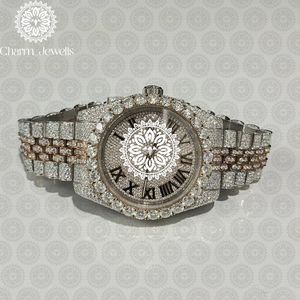 Montre de luxe pour homme Charm, boîtier de 40 mm, mouvement mécanique analogique, bracelet en acier inoxydable serti de diamants, cadran en verre lumineux, automatique - Product Image 1