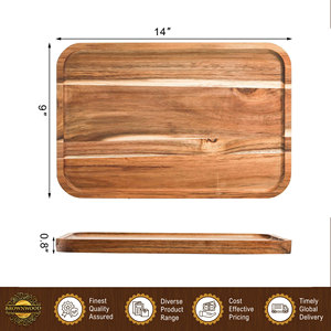 Assiettes en bois de qualité supérieure, plateau de service en bois d'acacia pour apéritifs/fromages/sandwichs/desserts/fruits/biscuits à prix avantageux - Product Image 4