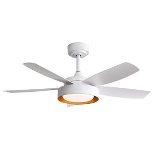 Ventilatore da Soffitto Bianco da 42 Pollici con Luce LED 22W e Telecomando, 6 Velocità del Vento, Motore DC Reversibile per Camera da Letto - Product Image 1