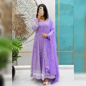 <b>Chikankari</b> Gown with Georgette Dupatta for Festive Season Parties Adds Glamour and Elegance to Your Look - Product Image 1