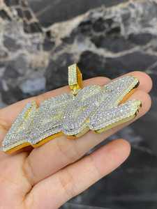 Colgante Personalizado con Nombre en Letra de Plata de Ley 925 con Diamante Moissanita para Hombre, Estilo Hip Hop, Colgantes y Dijes - Product Image 3