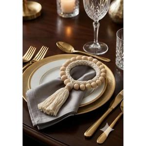 <b>Rustic</b> Wooden Beaded Napkin Rings for <b>Dining</b> <b>Table</b> Handmade Napkin Holders for Wedding Decor <b>Farmhouse</b> <b>Table</b> Styling - Product Image 4