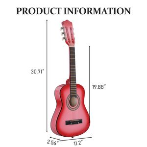Chitarra Acustica per Principianti 30 Pollici Rosa con Tastiera in Palissandro, Corde, Capotasto, Borsa, Accordatore, Tracolla - Disponibili Misure 38 e 39 Pollici - Product Image 4