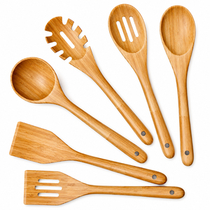 Juego de cucharas de cocina de madera natural ecológicas al por mayor, resistentes al calor, antiadherentes, utensilios de cocina de madera para restaurante en oferta. - Product Image 6