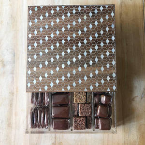 Modern Acrylic Squire Shape Wedding Chocolate Storage <b>Box</b> Mother Pearl Inlay <b>Lid</b> <b>Wooden</b> Mop Inlay Dessert Storage Cover - Product Image 5