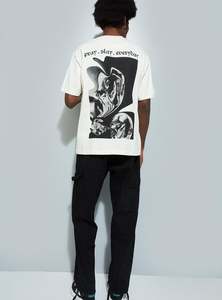 T-shirt en coton surdimensionné pour homme, tricoté, blanc et noir, écologique, séchage rapide, vente en gros - Product Image 2