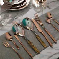 Utensilios de Cocina de Lujo Royal 304 #   Juego de Cubiertos para Ensalada Ecológicos con Acero Inoxidable 18/10 #   Cuchara y Tenedor con Mango de Bambú