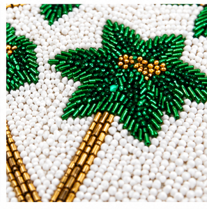 Palm Tree Beaded Clutch | Handmade Tropical Envelope <b>Bag</b> | <b>Summer</b> Statement Evening Purse| Handmade <b>Summer</b> <b>Bag</b> - Product Image 6