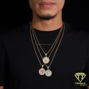 Colgante Unisex Hip Hop con Moneda y Diamantes de Moissanita, Plata de Ley 925, Joyería con Símbolo de Dólar - Product Image 2