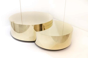 Mesa de centro redonda de latón de diseño clásico y lujoso, mesa central metálica contemporánea, mesa de cóctel de diseño moderno - Product Image 5
