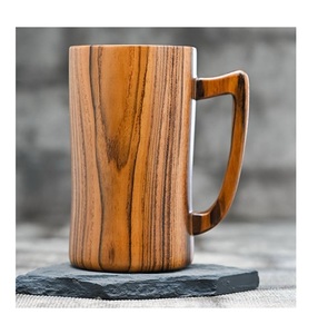 Rustic Wooden Mug Handmade Natural Solid Wood Coffee Cup Eco Friendly Drinkware for Kitchen Dining - Product Image 1