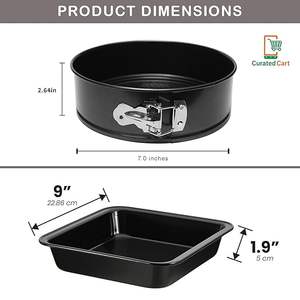 ชุดทำเค้ก 3 ชิ้น ทำจากเหล็กกล้าคาร์บอน สำหรับอบเค้กในไมโครเวฟ เตาอบ OTG และเครื่องล้างจาน รูปหัวใจและสี่เหลี่ยม - Product Image 3