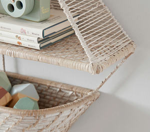 Nautical Sailboat Rattan Wall-Mounted <b>Shelf</b> for Kids <b>Bedroom</b> Creative Wicker Floating Bookcase Handcrafted Toy Storage Holder - Product Image 3