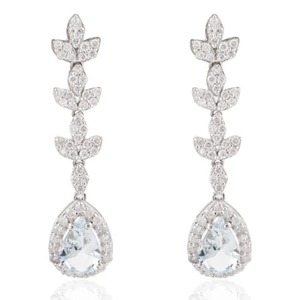 14K Art Deco Aquamarine and <b>Diamond</b> <b>Dangle</b> <b>Earrings</b> - Product Image 1