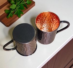 Craftsy Home – Nouvelle tasse Moscow Mule en cuivre pur martelé, artisanale, de luxe moderne, durable et de grande capacité, avec poignée - Product Image 5