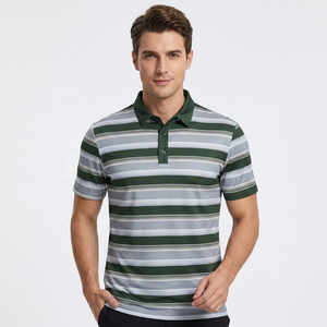 Polo en tricot pour homme, manches courtes, coupe classique, vert, gris, blanc, à motifs, col classique - Product Image 4