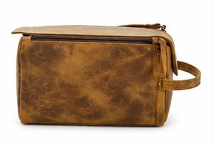 Bolsa de Viaje Vintage de Cuero Genuino Premium Gravs con Cremallera, Logotipo Colgante, Gran Capacidad, Asa Suave Ecológica, Neceser de Cosméticos - Product Image 2
