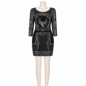 Luxury Black Hand Embellished Halter Neckline <b>Sequin</b> Embroidery Cocktail Mini Dress Women Sleeveless Party Evening Club Dress - Product Image 1