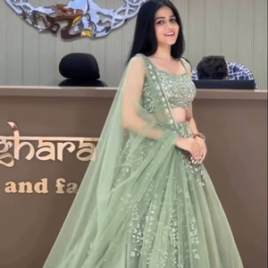Ramdev Trading Elegant Soft Smooth Butterfly <b>Net</b> <b>Fabric</b> Recycled Materials Party Bright Color Traditional Style Lehenga Choli - Product Image 1