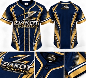 Venta al por mayor directa de la industria Ziakot: Camiseta de béisbol auténtica personalizada en azul marino y azul polvo. - Product Image 1