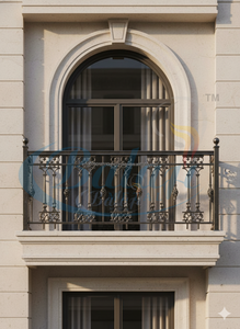 Superbe grille de balcon moderne en fonte et aluminium, robuste, moulée par sablage, haute capacité de charge, résistante aux intempéries, avec main courante intégrée. - Product Image 2