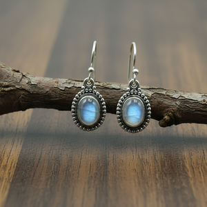 Vintage Blue Fire Moonstone Drop Earrings Pure 925 Sterling Silver Rose Gold Yellow Gold Plated Boho Jewelry Gift Women <b>Sister</b> - Product Image 6