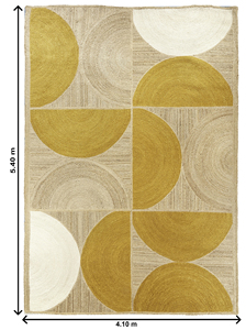 Alfombra Tejida a Mano de Yute Orgánico con Patrón Geométrico Bohemio, Ecológica, Antideslizante, 9x12 pies, Color Natural, para Cubrir el Suelo del Hogar - Product Image 3