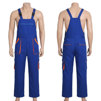 Salopette de travail orange avec bandes réfléchissantes, bretelles réglables, pantalon de sécurité robuste