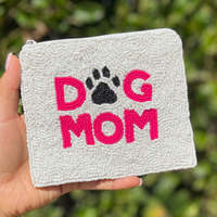 Dompet Koin Manik-Manik Ibu Anjing, Dompet Resleting Kustom untuk Pecinta Hewan Peliharaan, Bordir Jejak Kaki, Clutch Buatan Tangan, Dompet Mini, Lembut, Ramah Lingkungan, Modis