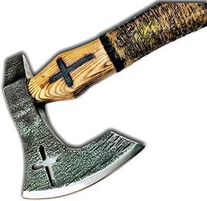 Thewizcrafts Custom Handmade High Carbon Steel Viking Tomahawk Industrial Grade Steel <b>Handle</b> 1.5kg Leather Sheath 3.8in Cutting - Product Image 3