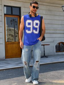 <b>Men</b> Y2K <b>Mesh</b> Jersey Tank <b>Top</b> Number Print Oversized Sleeveless Tee Bulk Supplier - Product Image 6