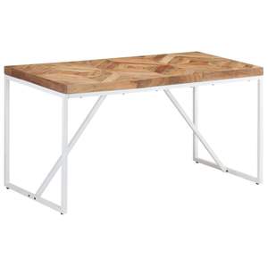 Table à manger en bois naturel avec pieds blancs - Product Image 1