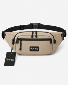 Sac banane en nylon GAPE, sangle réglable, léger, unisexe, sport de plein air, décontracté, fermeture éclair, couleur unie beige, variété - Product Image 1