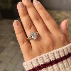 Bague en platine 950 à tige fendue, sertie d'un diamant ovale de 1,00 à 3,00 carats, couleur E, pureté VS, pour femme, fiançailles, mariage, bijoux fins, moderne - Product Image 5