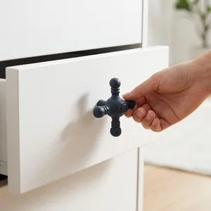 Poignées de meuble en fer texturé noir en forme de robinet, accessoires de quincaillerie détachables pour porte, prix le plus bas - Product Image 3