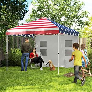Tenda a baldacchino 3x3m con protezione solare istantanea, altezza regolabile e tasche portaoggetti, stampa bandiera americana - Product Image 2