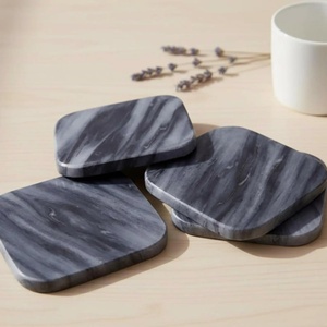 Juego de Posavasos de Mármol Emperador Marrón en Forma de Guijarro, Posavasos de Piedra Natural de Lujo, Decoración Elegante para Mesa, Mármol Hecho a Mano - Product Image 3